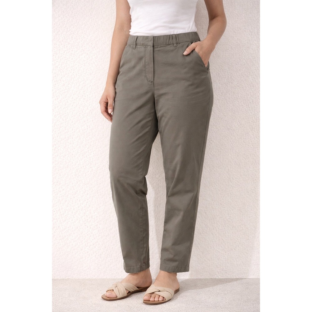 Giorgio Armani‎ Womens Taupe Olive Cotton Straight Leg Trousers Made in Italy 10